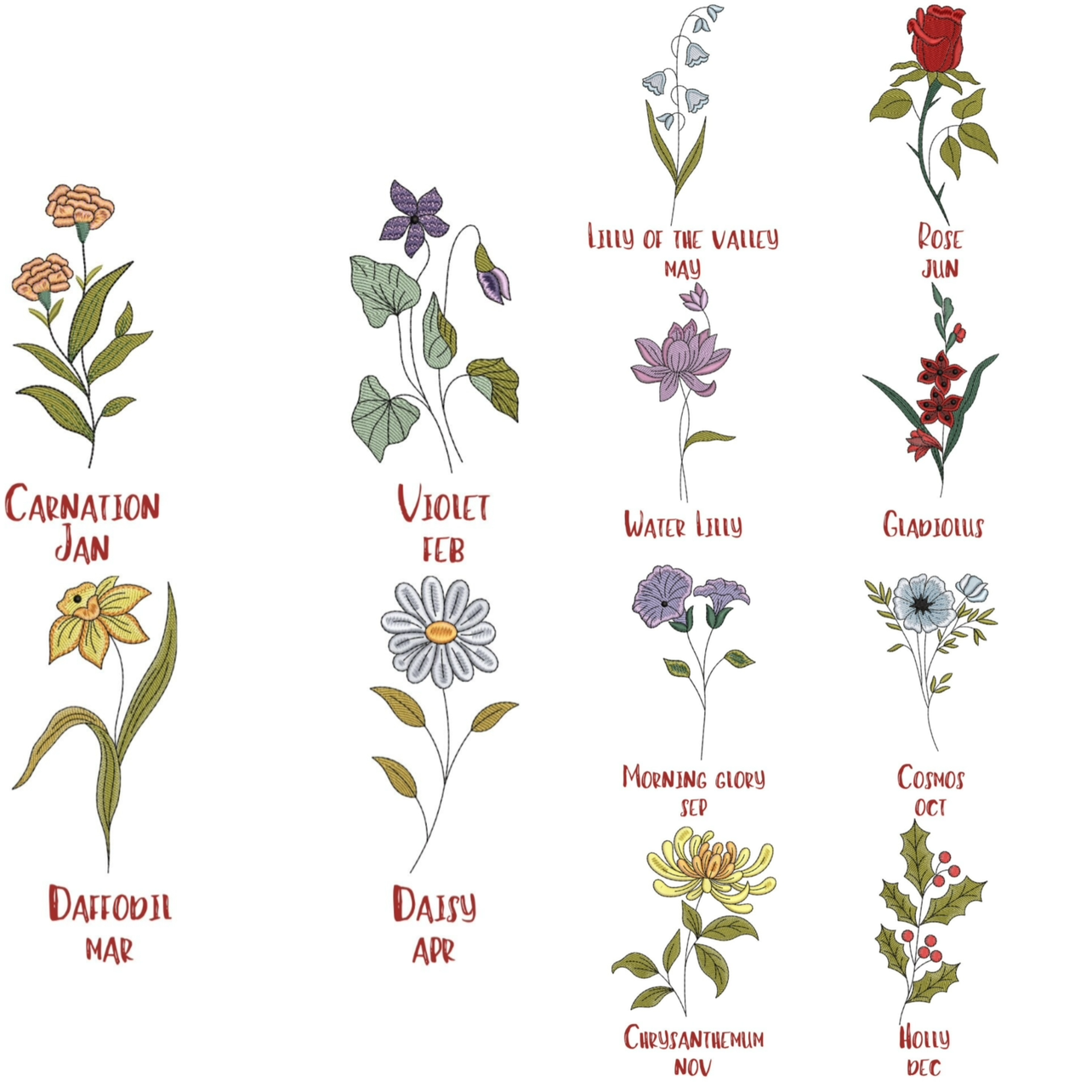 Birth Month flowers (up to 4 flowers)