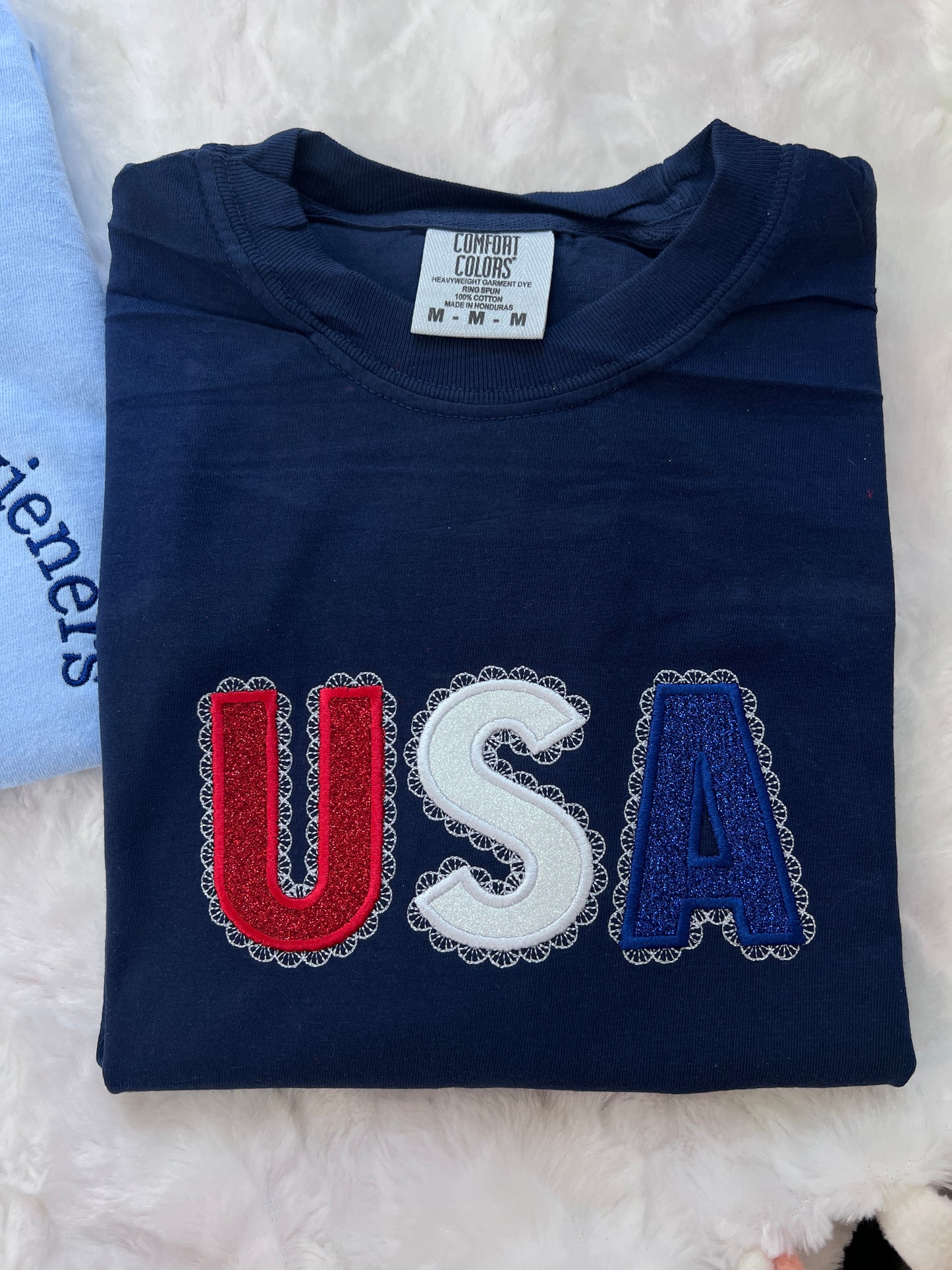 USA glitter appliqué